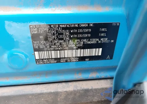 2019 Toyota Rav4 Adventure from USA, damaged, VIN 2T3J1RFVXKW002460